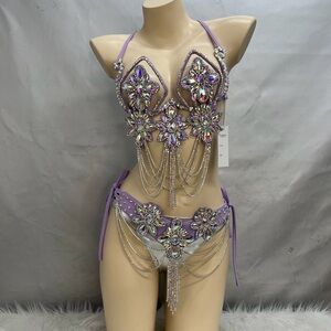 Lavender Rhinestone Embellished Top and Bottom